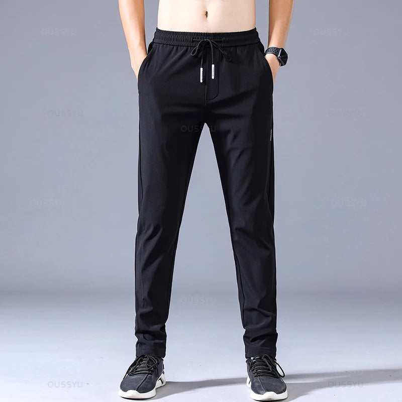 OUSSYU Brand New Spring Summer Men's Casual Pants Slim Pant Straight Thin Trousers Male Fashion Stretch Khaki Jogging 28-38