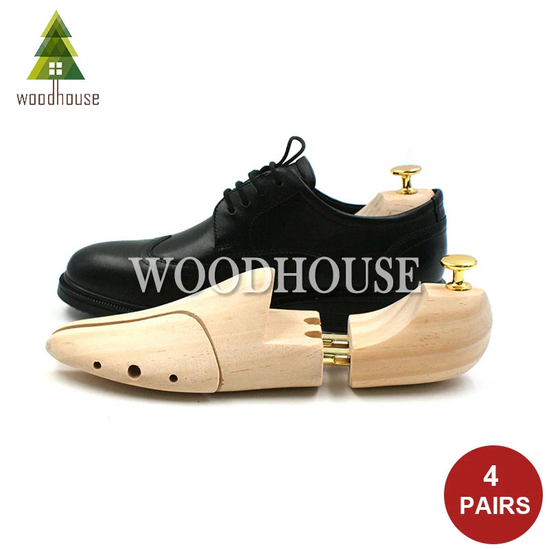 4-PACK Men's And Women's Shoe Trees, Adjustable Pine Wood Shoe Trees