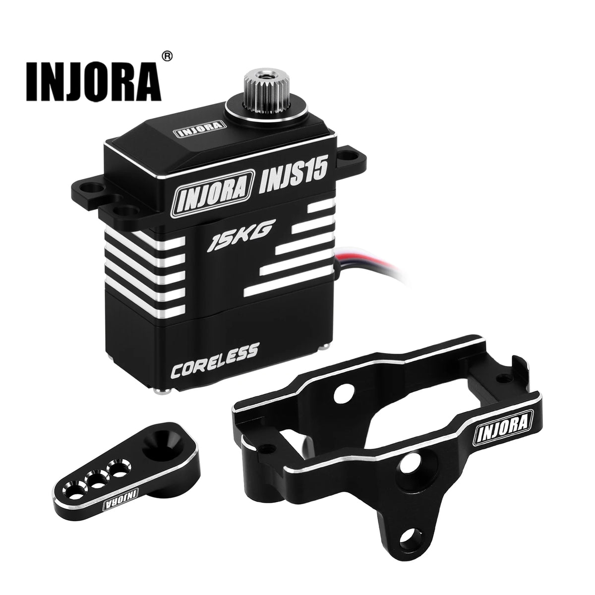 INJORA INJS15 15KG Waterproof Coreless High Torque Servo with Mount & Horn for 1/18 TRX4M
