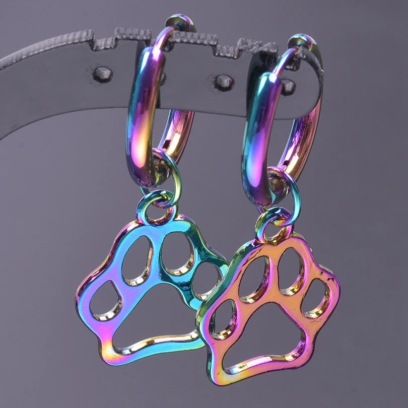 Multistyle Rainbow Ear Jewelry Stainless Steel Hoops Fashion Alloy Heart Wings  Witch Hat Foot Sun Charm Earrings For Women Men
