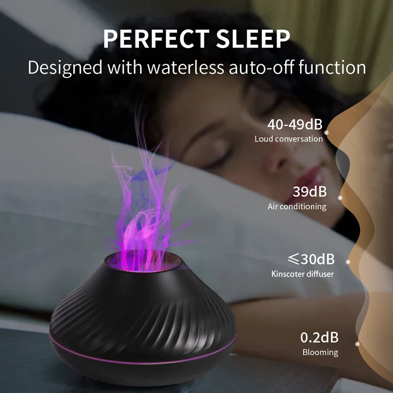 Colorful Flame Aromatherapy Humidifier Cool Mist Maker 130ml USB Essential Oil Aroma Diffuser for Home Bedroom Office Hotel