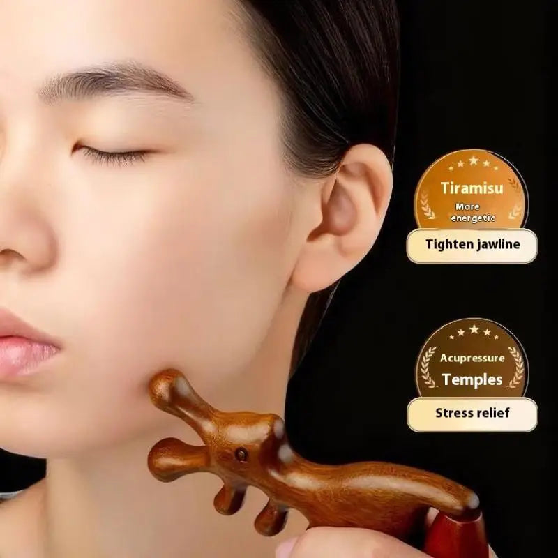 1Pcs Wood Massage Comb Head Meridian Scalp Combs Face Eye Shoulder Neck Scraping Treatment Hair Loss Anti-Static Wide Tooth Comb