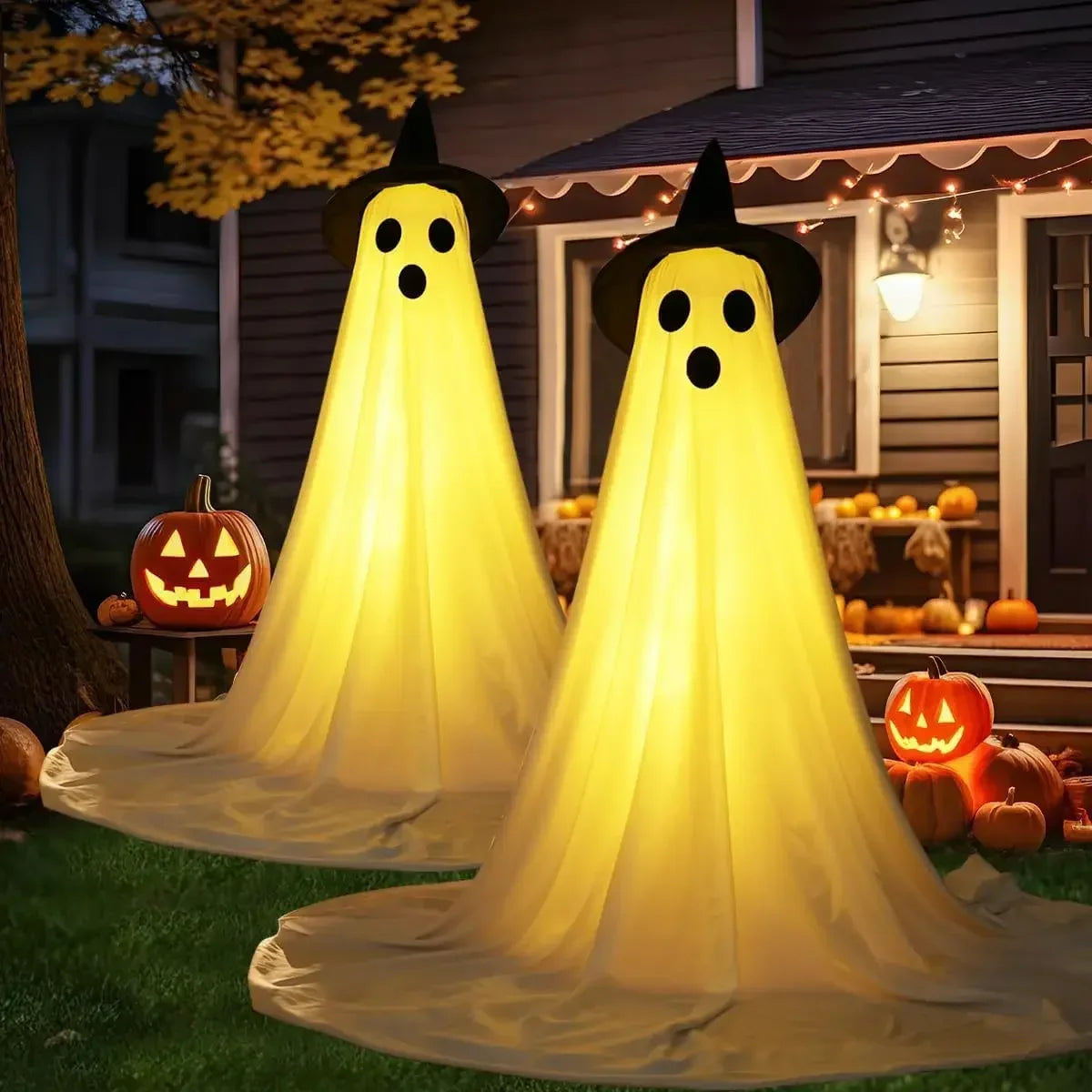2 Packs Halloween Decorations Outdoor Cute glow Indoor Spooky Ghost Scary Ghosts Decor for Yard Garden Home birthday decoration
