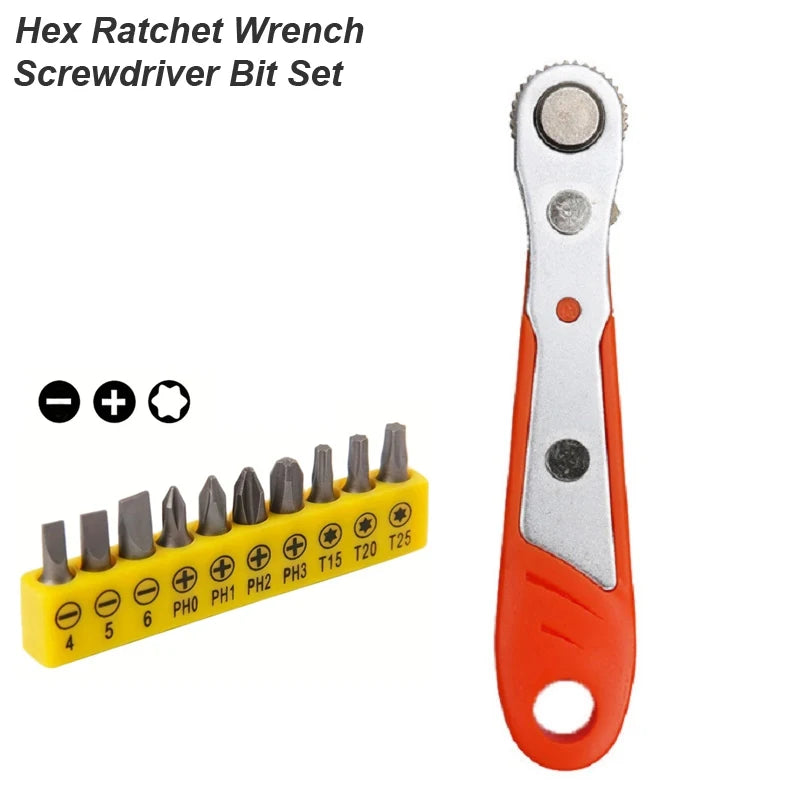 Mini Ratchet Wrench Screwdriver 1/4 Hex Adjustable Quick Release Socket Handle Repair Hand Tool For Car Repair Close Quarters