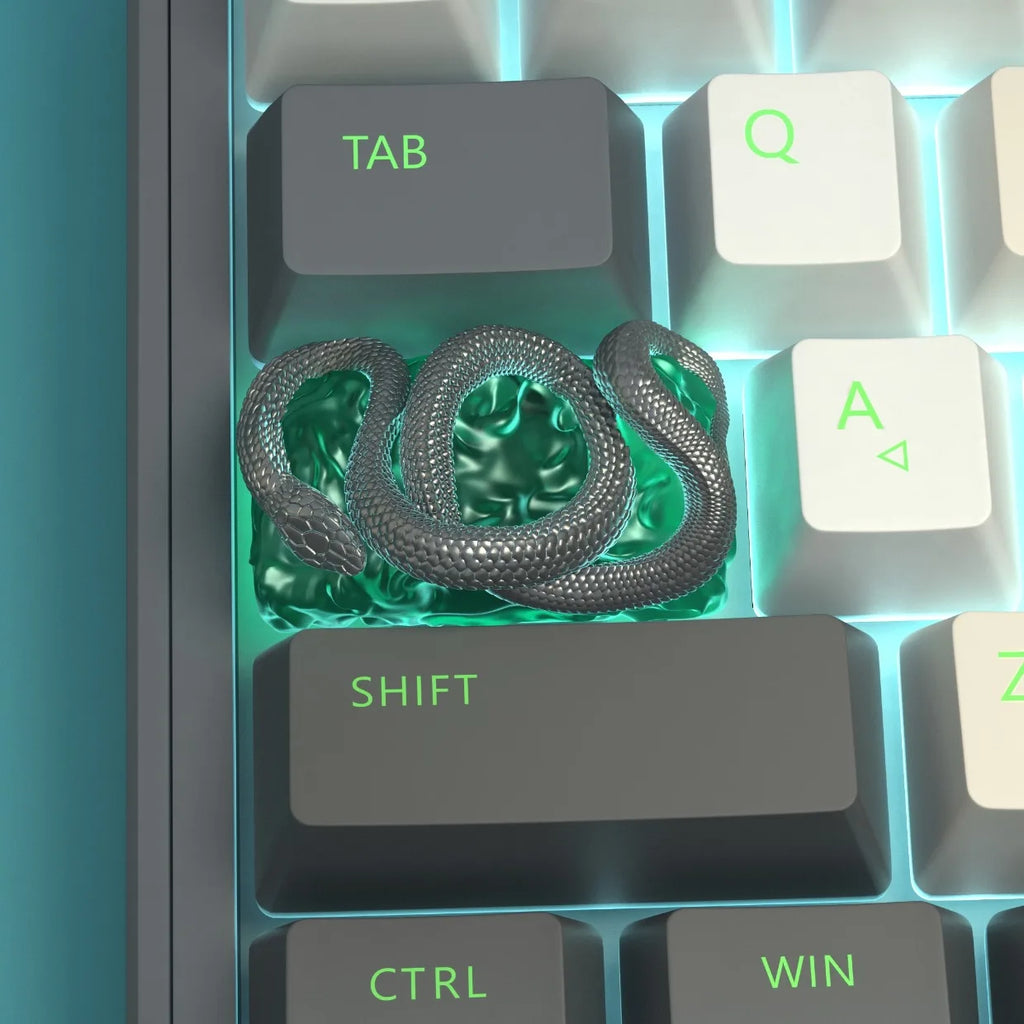 Green Snake Theme Mechanical Keyboard Resin Keycap 1.75u Keycap DIY Personalized Light-transmitting Keycap Keyboard Accessories