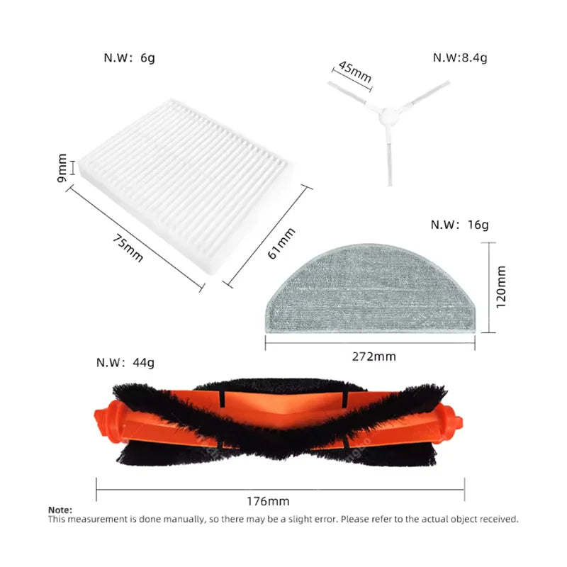 For Xiaomi Robot Vacuum E10 E12 E10C C103 Mijia 3C Plus / 3C Pro Spare Parts Accessories Main Side Brush Filter Mop