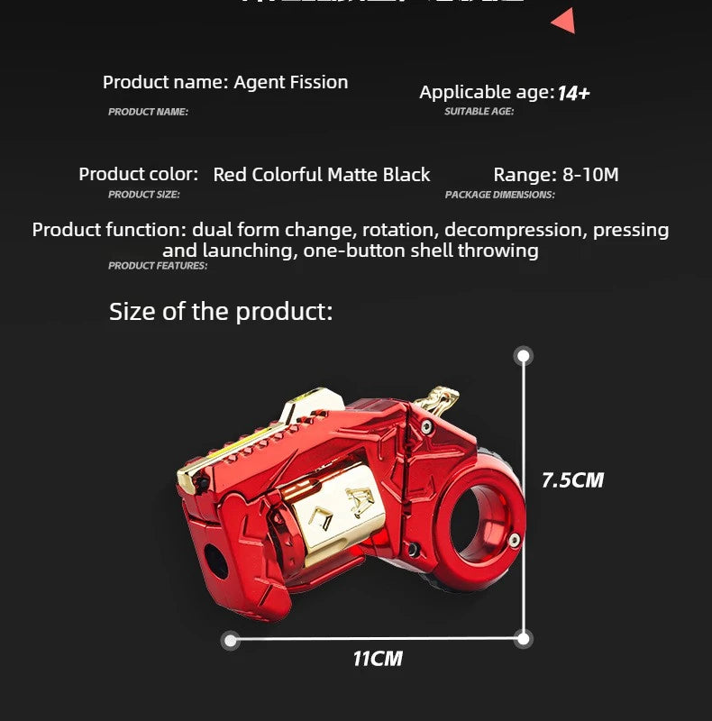 Alloy Mini Toy Gun with One-Button Shell Ejection Spinner Multiple Fun Modes Stress Relief Fidget Toy Cool Gift for Boys Teens