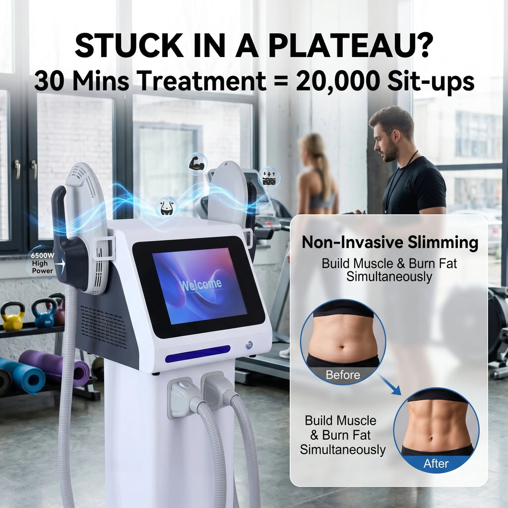 6500W 200HZ Body Sculpting Machine with Rollers, Electromagnetic Muscle Stimulation Massager for Weight Loss and Slimming