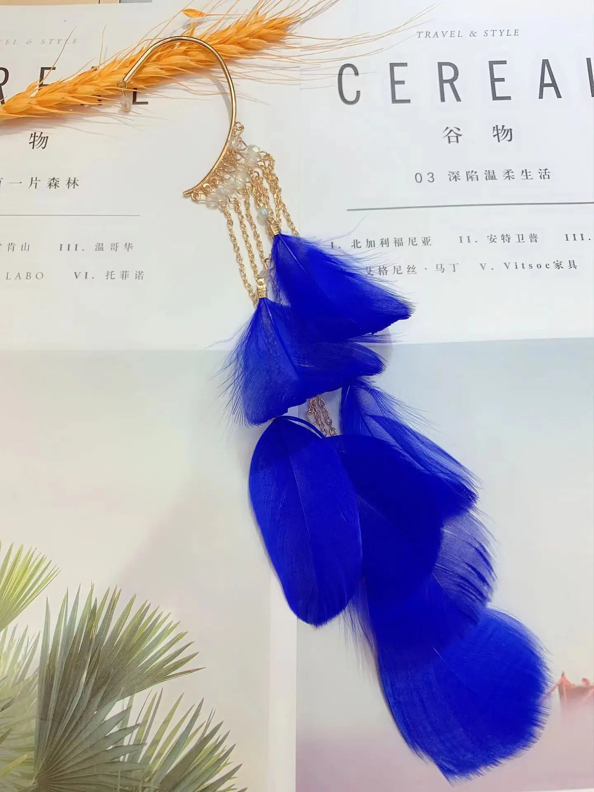 Bohemian Colour Feather Ear Hook Clip on Earrings Without Piercing for Women Accessories Long Tassels Cuff Earring Jewelry