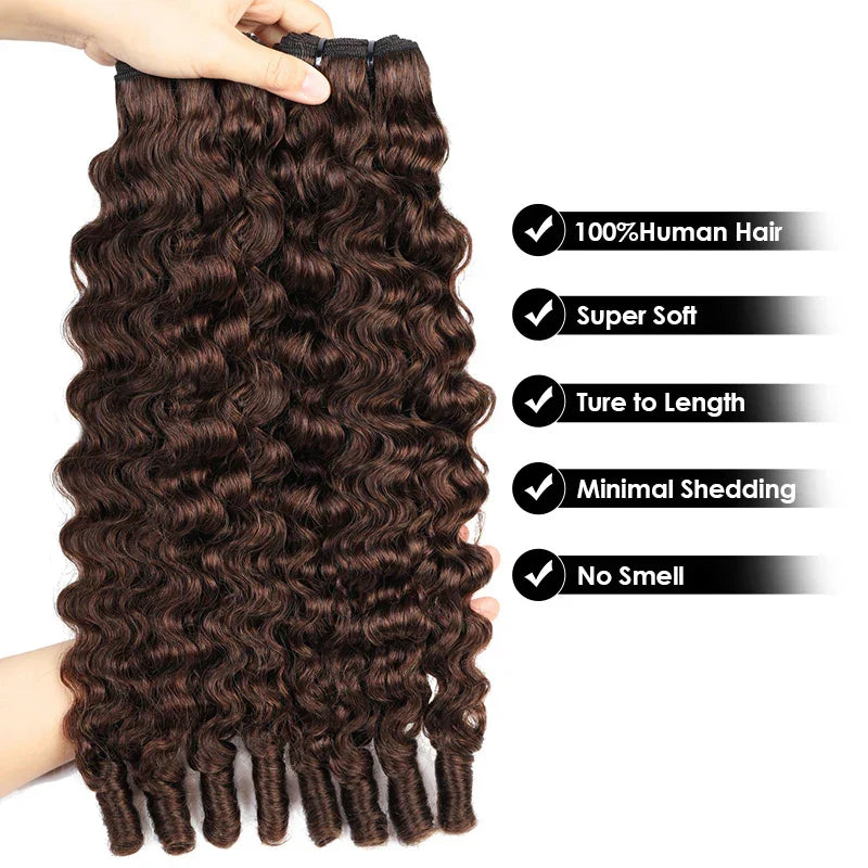 #4 chocolate Brown Burmese Curly Human Hair Bundles Virgin Hair Burmese Raw Human Hair Extensions 3C4A Curly Bundles 1/3/4 Pcs