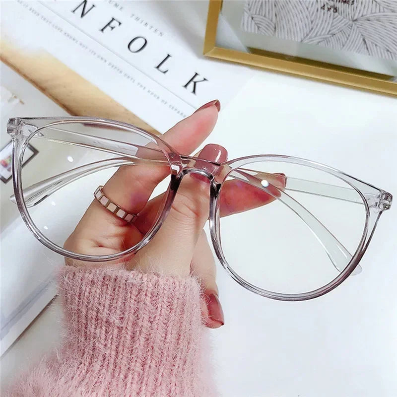 Transparent Computer Plano Glasses Round Frame for Women Men Anti Blue Light Clear Eyewear Blocking Optical Spectacle Eyeglasses