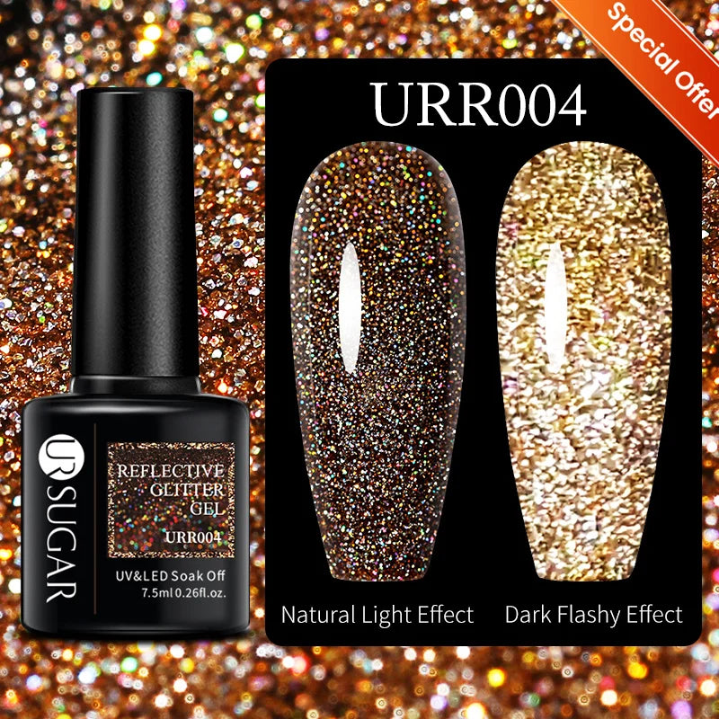 UR SUGAR 7.5ml Reflective Magnetic Gel Nail Polish Glitter Silver Pink Magnet Gel Soak Off UV LED Nail Manicure Varnish UV Gel