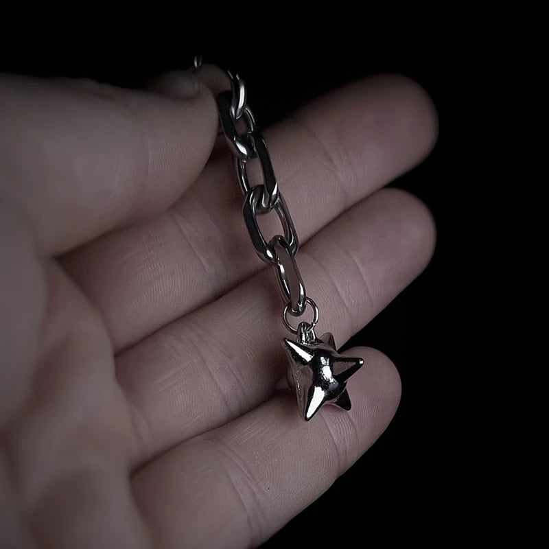 Dangle Spike Ball Flail Earring Dangly Gothic Chain Earring Spike Dangle Punk Statement Spike Charm Alternative Earrings