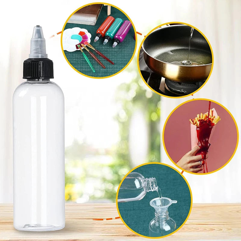 30Pcs 30ml-250ml Plastic Squeeze Bottles Refillable Pointy Bottle Clear With Twist Cap Swivel Mouth Tip for Crafts and More