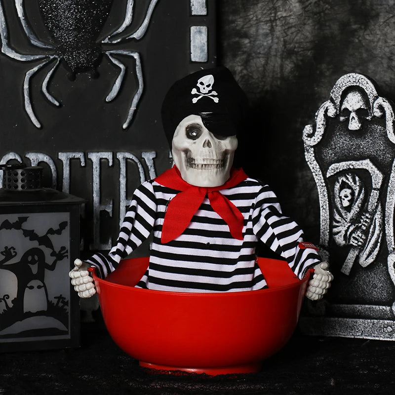 Halloween scene decoration: Pumpkin bucket, funny candy plate, props, ornaments, event atmosphere decorations, bar decor