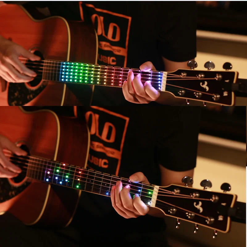 Guitar Fretboard Light with 12 Lighting Modes,Scale Learning System&Rhythm Sync for Party,Street Performance,Live Streaming