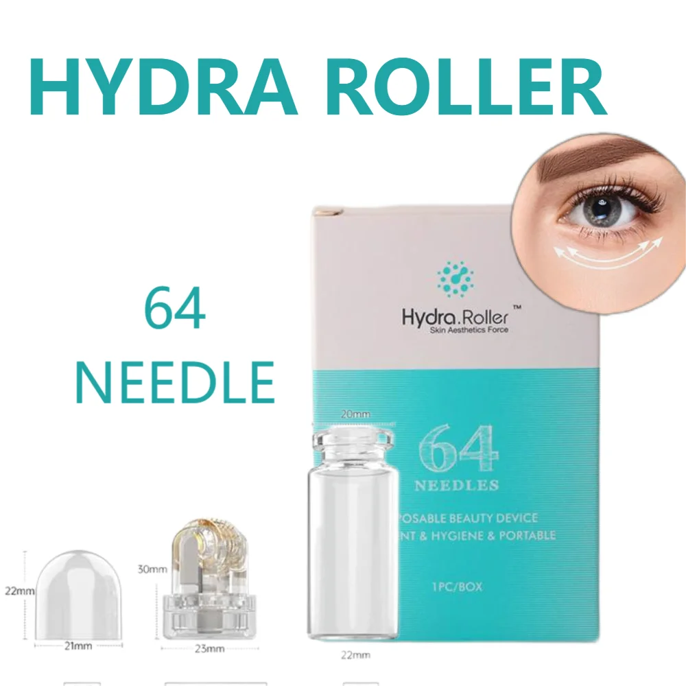 Hydra Roller 64 Pins Micro Titanium Need Tips Derma Needles Skin Care Anti Aging Whitening Bottle Roller Serum Reusable