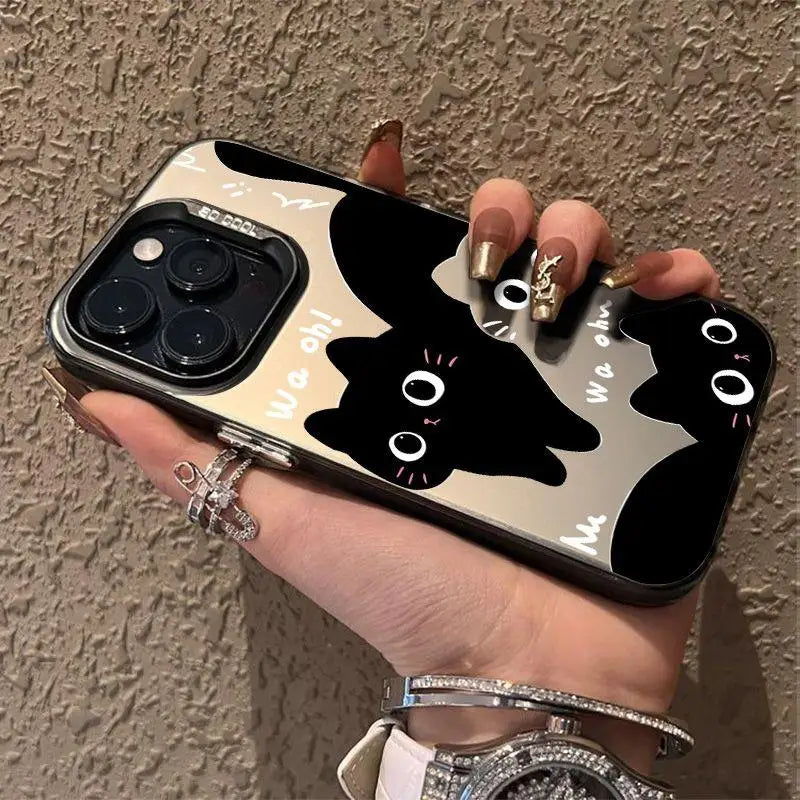 Case For Redmi Note 15 Pro 5G 14 4G 13 Pro 12 Plus 11 10 PRO 11S Black Cat Cute Laser IMD Matte Couple Hard Cover