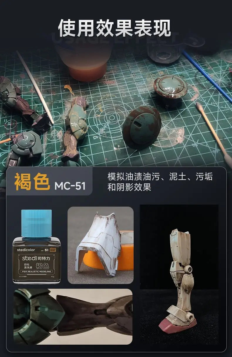 STEDI Weathering Solution - Realistic Effect Wash for Mecha Military Model Assembly Hobby DIY Tool