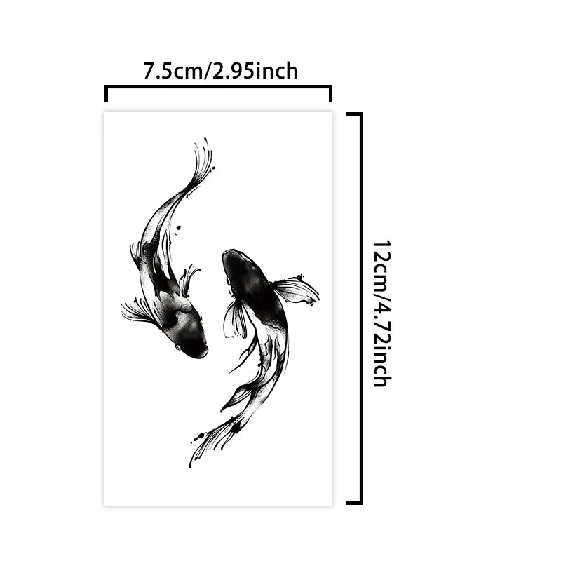 1Pc Koi Fish Waterproof Temporary Tattoo Stickers, Long-lasting Waterproof for One to Two Weeks, Suitable for Arm, Leg.