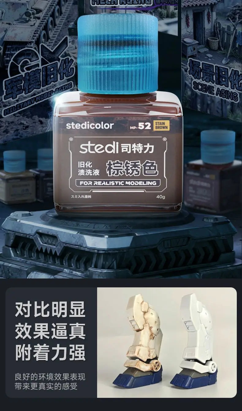 STEDI Weathering Solution - Realistic Effect Wash for Mecha Military Model Assembly Hobby DIY Tool