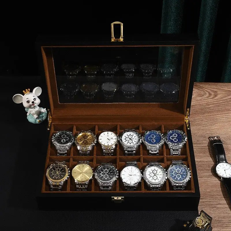 Luxury Handmade Wood 6/10/12Grids  Watch Clock Box for Men's and Women's Jewelry Storage Packaging Box Watch Organizer Display
