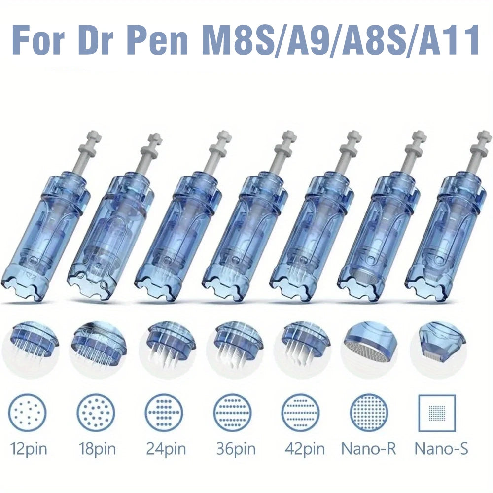 10Pcs Needle Cartridges 12/18/24/36/42 Pins Nano Micro Needle 0.25mm Mesotherapy Cartridge For Dr Pen M8S/A9/A8S/A11