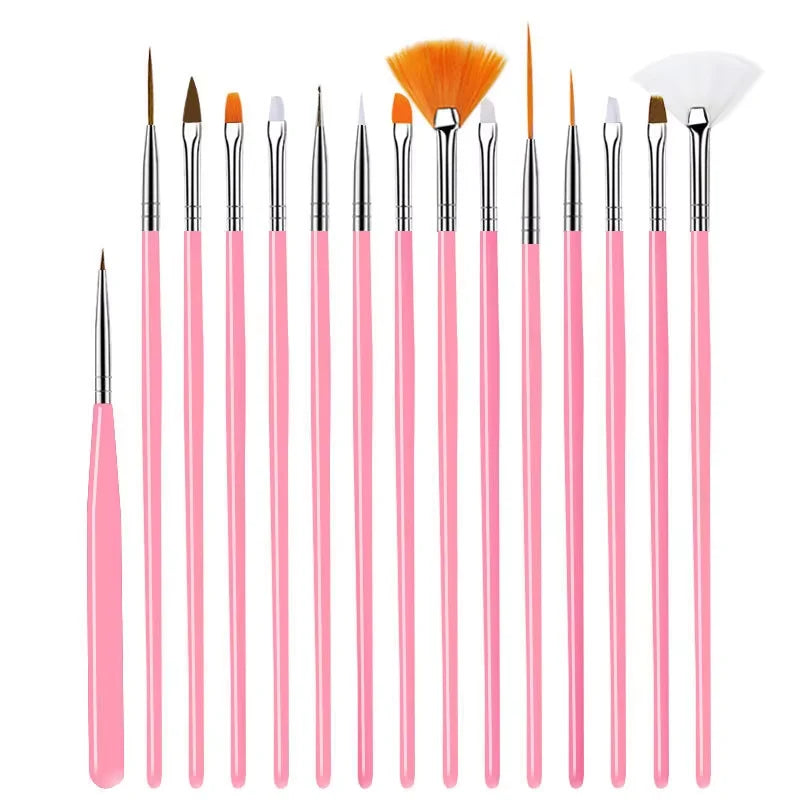 15/20Pcs Fine Detail Paint Brush Set Acrylic UV Gel Drawing Dotting Manicure Nail Art Design Tools Makeup Accessorie Gel Brush