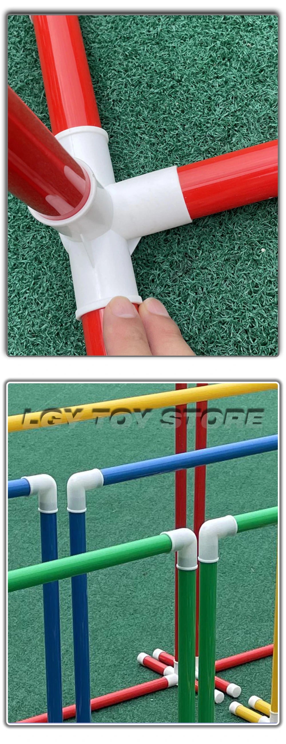 Kids Agility Obstacle Course Toys Colorful Jump Hurdle & Crawl Through Window Frame Children Sensory Integration Training Indoor