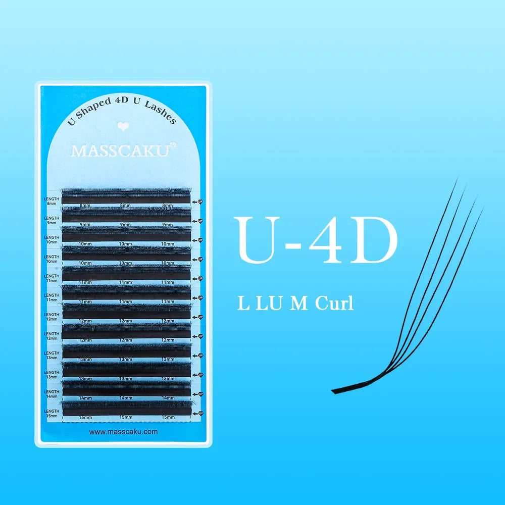 MASSCAKU 3D 4D 5D L/LU/M U-Shaped Eyelash Extensions Handmade Full Dense Clusters Makeup Products Natural Individual Lashes