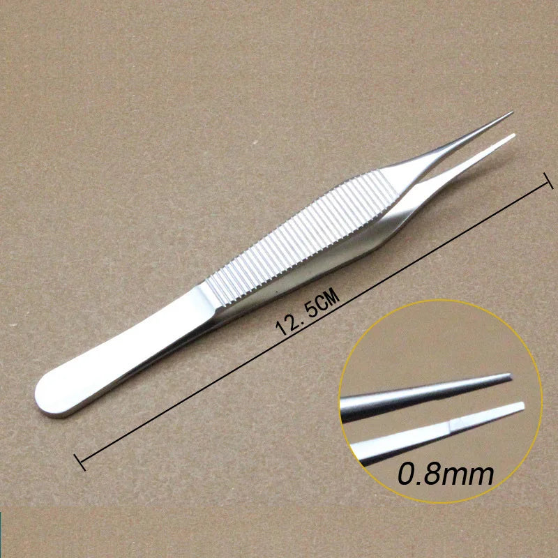 1pcs Ophthalmic Tweezers Tissue Forceps Stainless steel Teethed Platforms Forceps Surgical Instruments 120mm