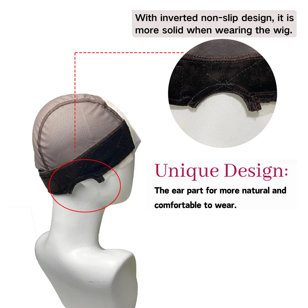 Female Headband Wig Cap  Lace Wig Cap For Wig Making U Part Wig Caps With Adjustable Velvet Wig Grip To Wear Wig Nude Hair Net