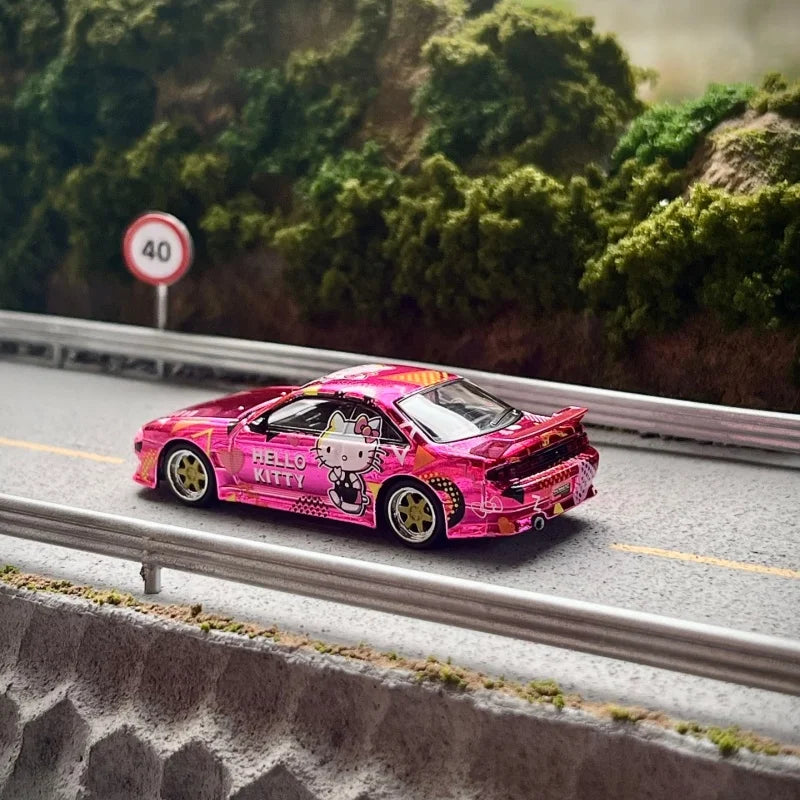 Hot! Tarmac Works Vertex Silvia S14 Hello Kitty Pink Chrome 1:64 Limited Edition Car Model Collectible Toy For Boy Enthusiasts