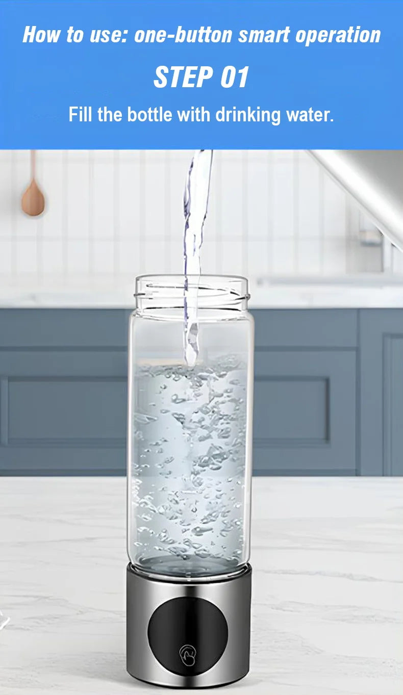 Portable High Performance Hydrogen Water Generator Bottle SPE PEM Chamber Electrolytic Ionizer Rechargeable Hydrogen Water Cup