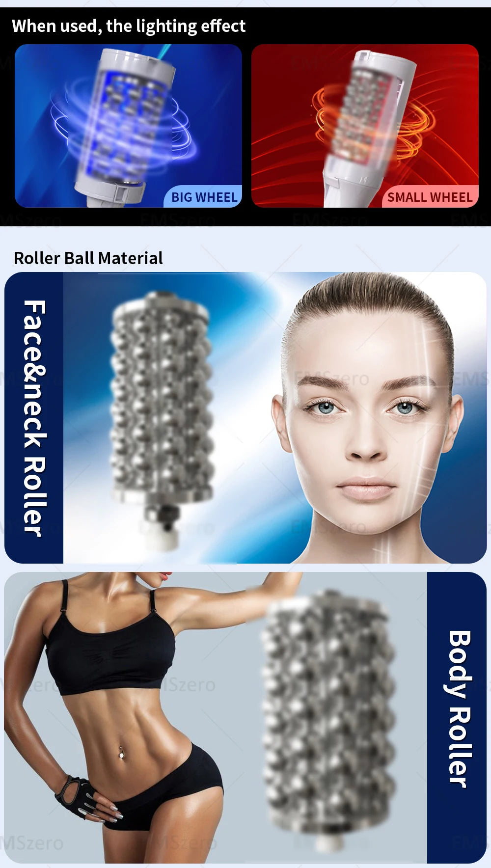 2 IN 1 200HZ EMS Roller Slimming Cellulite Reduction Inner Ball Roller 360 Degree Infrared Vacuum Roller Massage Beauty Machine
