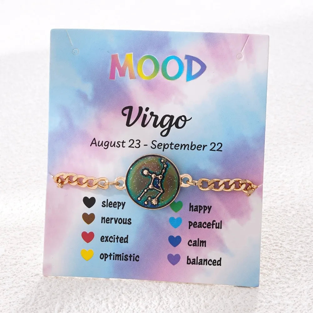 Zodiac Bracelet for Women 12 Constellation Sign Bracelet Color Changing Bracelet Temperature Sensing Mood Jewelry