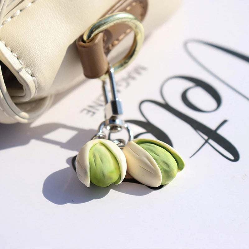 1:1 Pistachio Keychain Creative Food Series Personality Backpack Pendant for Women Men Cute Lady Pendant Trinket Simulation Food