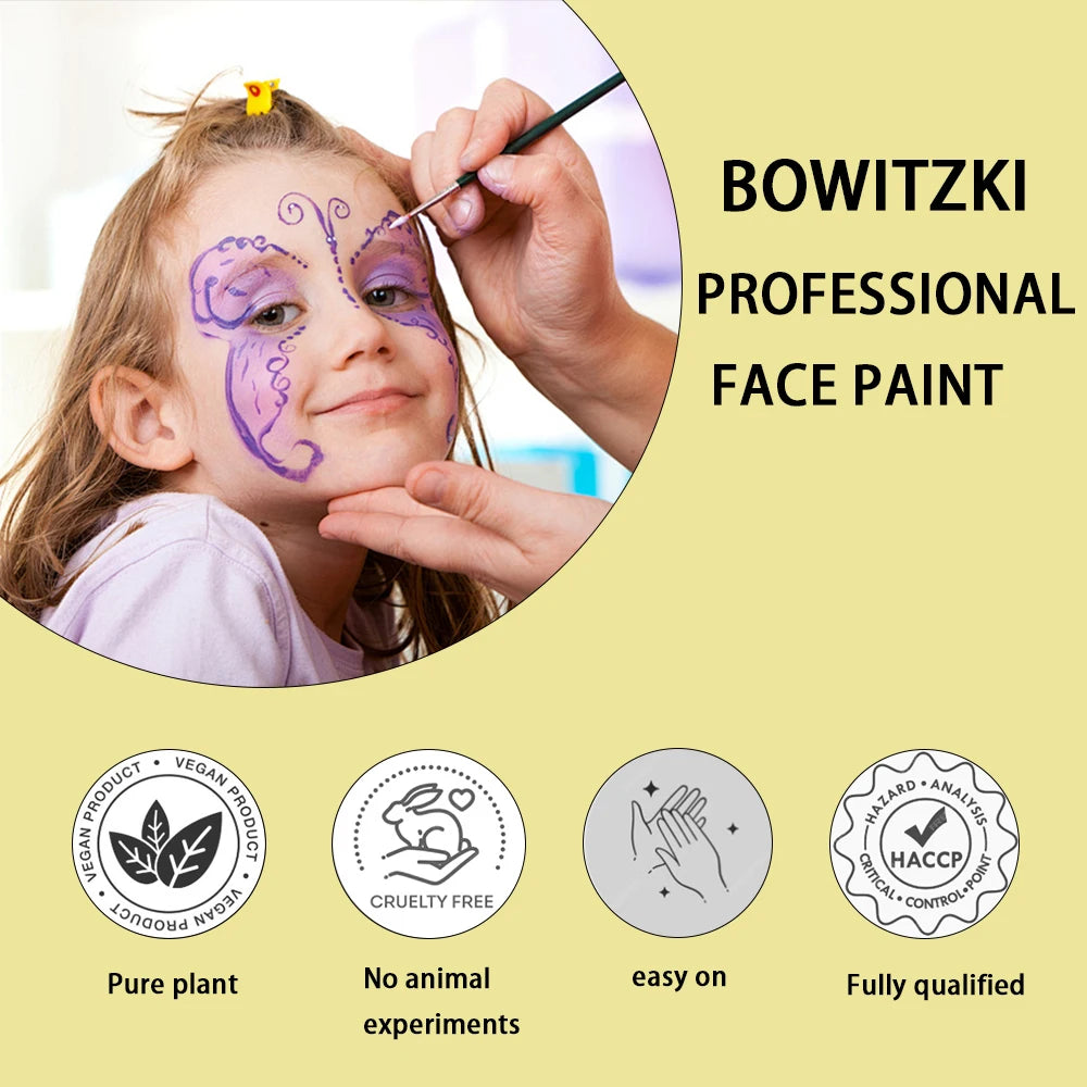 Bowitzki Professional Face Paint Kit For Kids Adults Facial Paint Set One Stroke Split Cake Palette Body Paint Hypoallergenicity