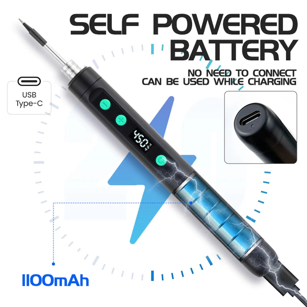 Wireless Electric Soldering Iron Kit 180-450 Temperature Adjustable Fast Charging Solder Iron Portable Soldering Repair Tool