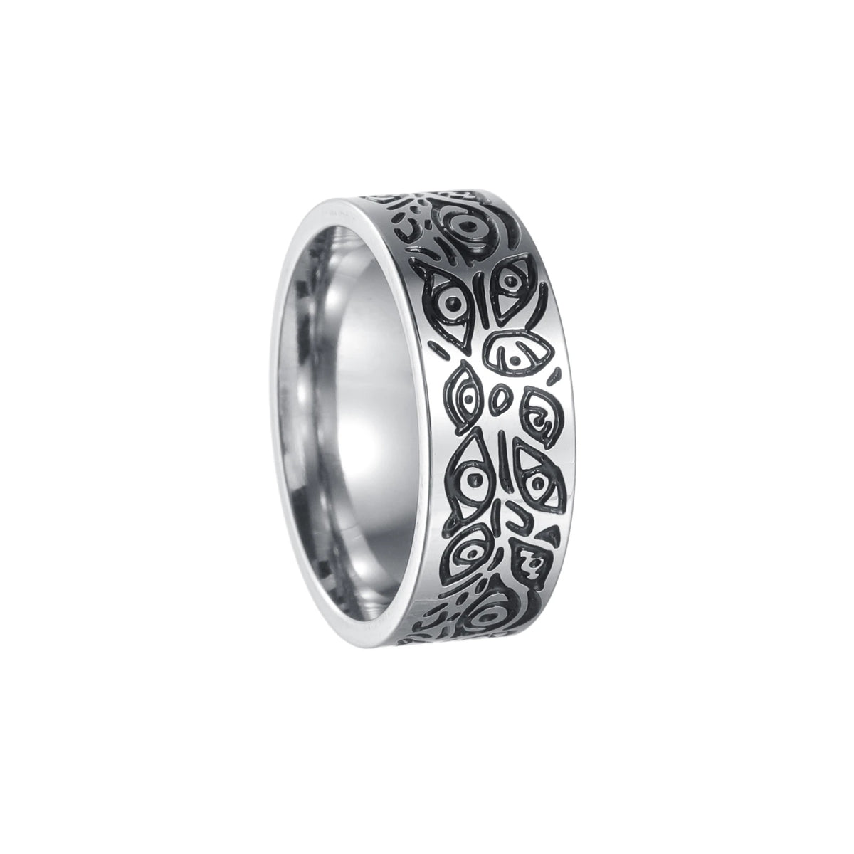 Stainless Steel Rings for Men Eye Silvery Retro Carving Celtic Band Rings Vintage Biker Band Rings
