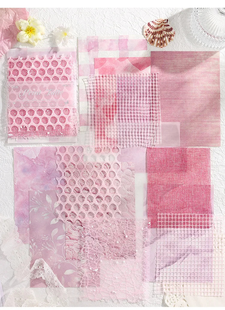 15 pcs Mesh Collage Material Pack, Mixed Texture Non-Stick Journal Papers, DIY Scrapbooking Supplies