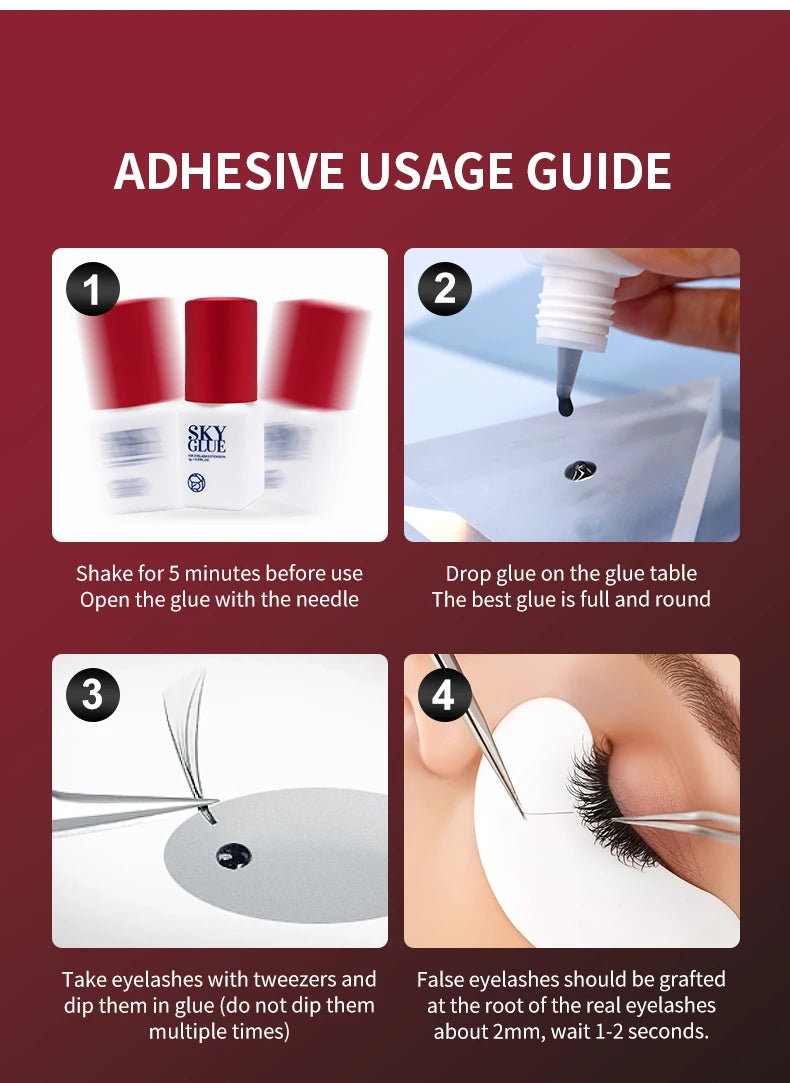 10 Bottles SKY S+ Glue Eyelash Extension 5ml Korea Original Black Red Cap False Lash Sky Adhesive Supplies Makeup Tools Colas