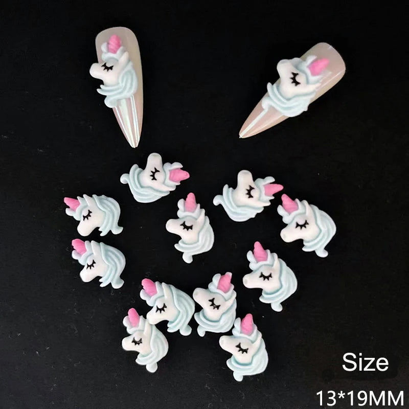 10pcs Cartoon Bunny Nail Art Charm 3D Candy Color Resin Cartoon Animal Lollipop Nail Decoration Korea Kawaii Nail Accessories