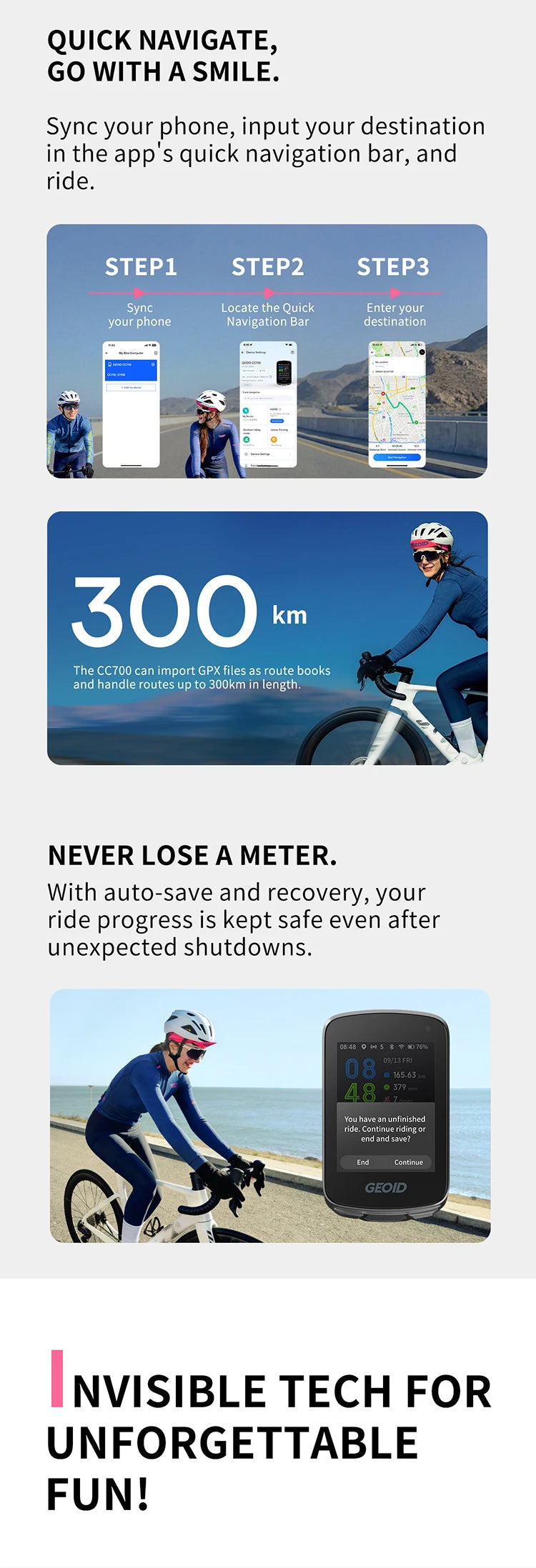 GEOID CC700/PRO Bike Computer Wireless Color Screen Bicycle Speedometer ANT+ WIFI Cycling Speedometer IPX7 Waterproof Odometer