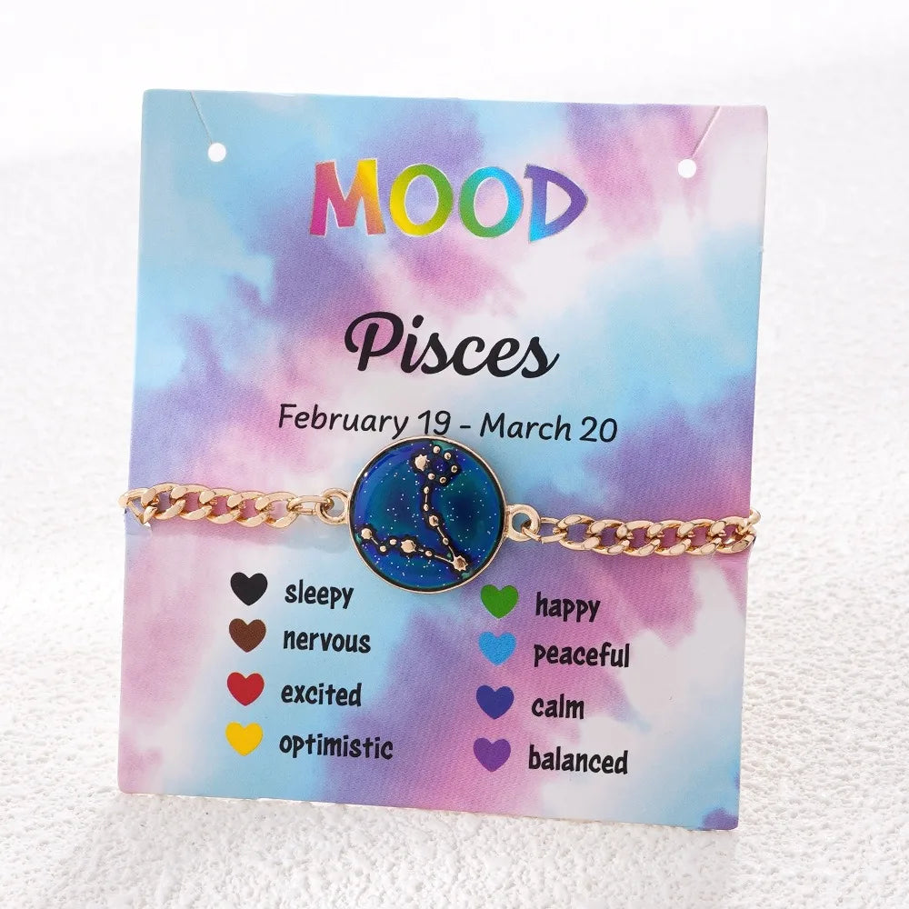 Zodiac Bracelet for Women 12 Constellation Sign Bracelet Color Changing Bracelet Temperature Sensing Mood Jewelry