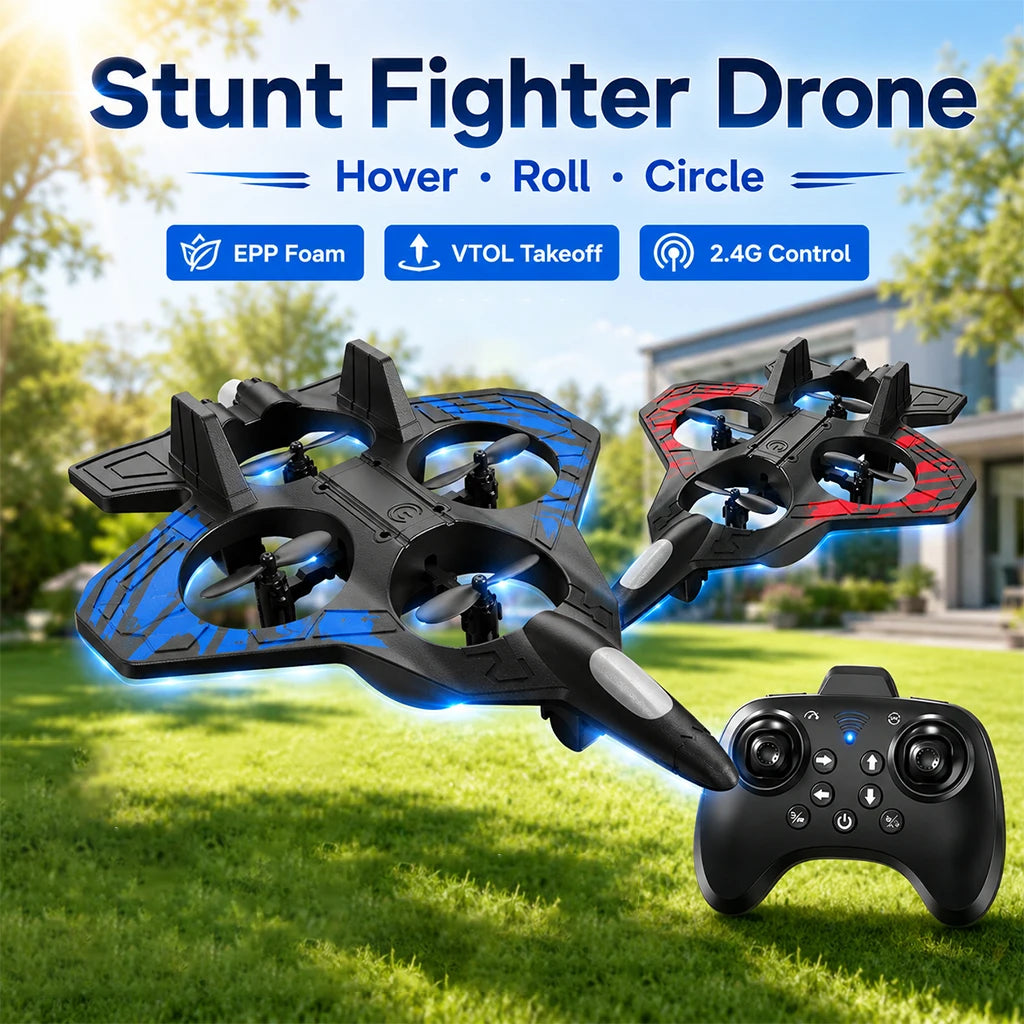 ZNLYRION YL87 EPP Foam Fighter RC Plane Fixed Altitude Hover LED Light 360 Stunt Roll Impact Resistant Kids Toy Drone