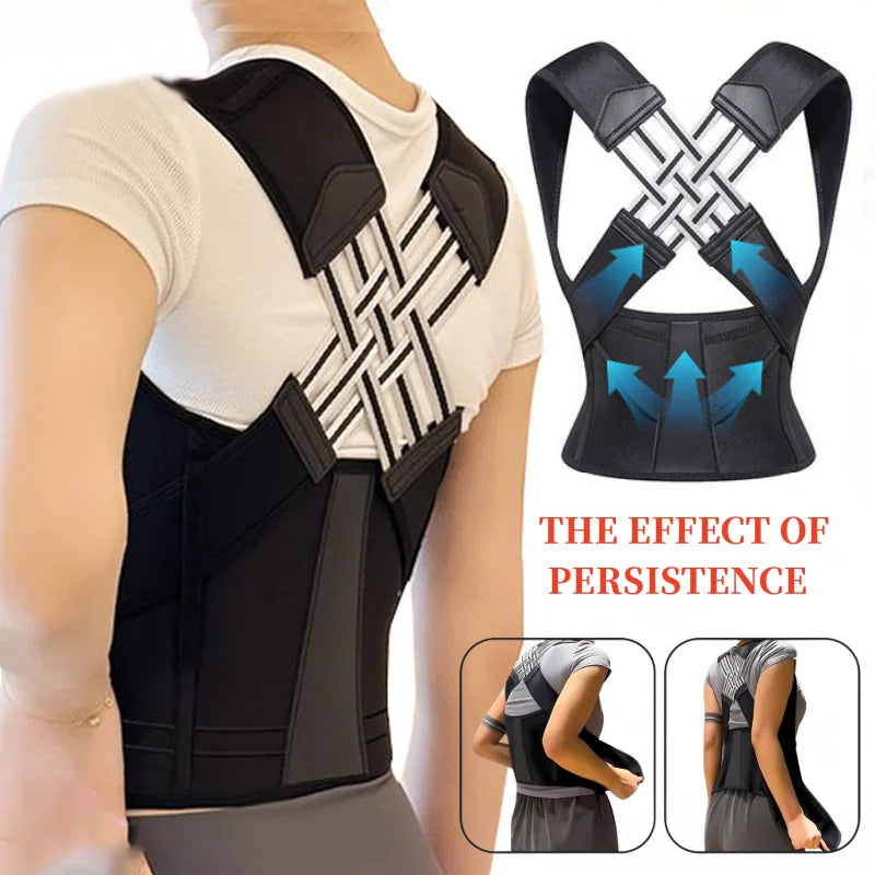 Posture Back Brace Adjustable Back Support Strap to Men and Women Prevent Spinal Distortion and Hunchback Suitable for Gym Body