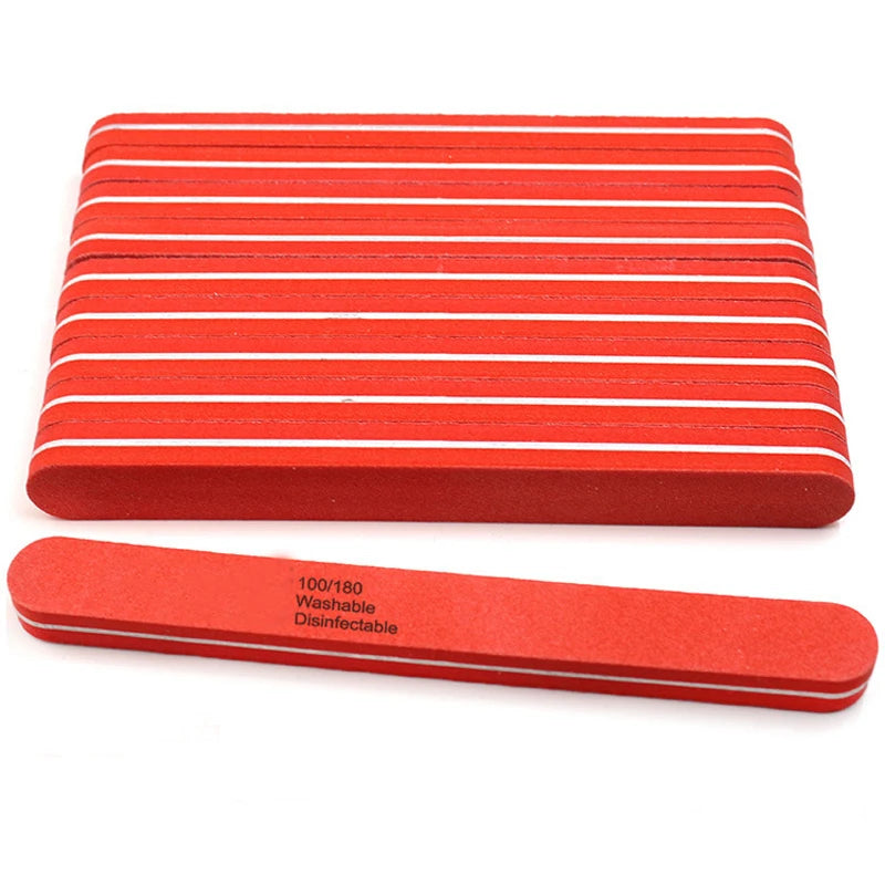 10pcs/lot Professional Nail Files 100/180 Washable Nail Art Sanding Buffing Manicure Tools Set Polish Buffer Removal Sponge