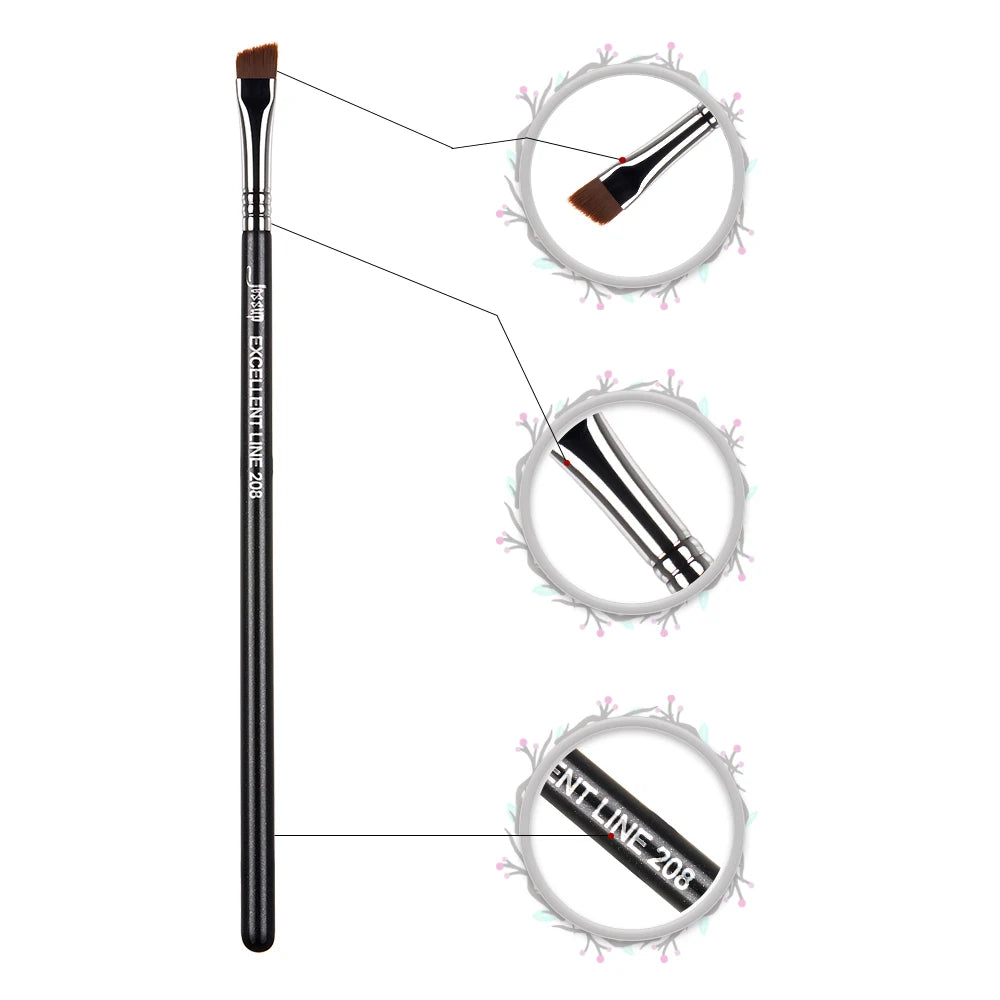 Jessup Eyeliner Brush Makeup Thin Bent Precision Angled Flat Definer Ultra Fine Pencil Precision Synthetic S151
