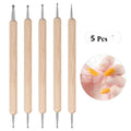 Dual-End Wooden Dotting Pen Marbleizing Tool Set for Nail Design Manicure Painting Kit 5pcs